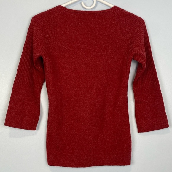 Max Studio Lightweight 100% Cashmere Sweater Womens Small S Red Marled Preppy - Picture 6 of 8